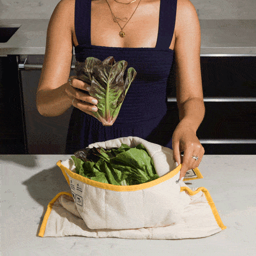 Women Packing Plant in a Cotton Bag Gif