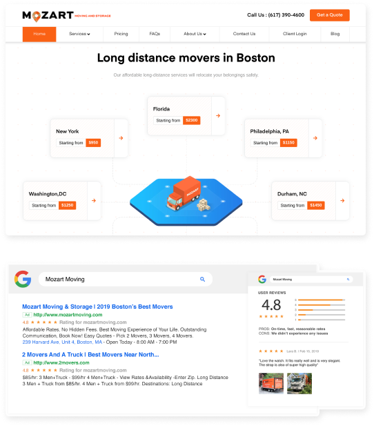 Mozart Moving Page With Google result