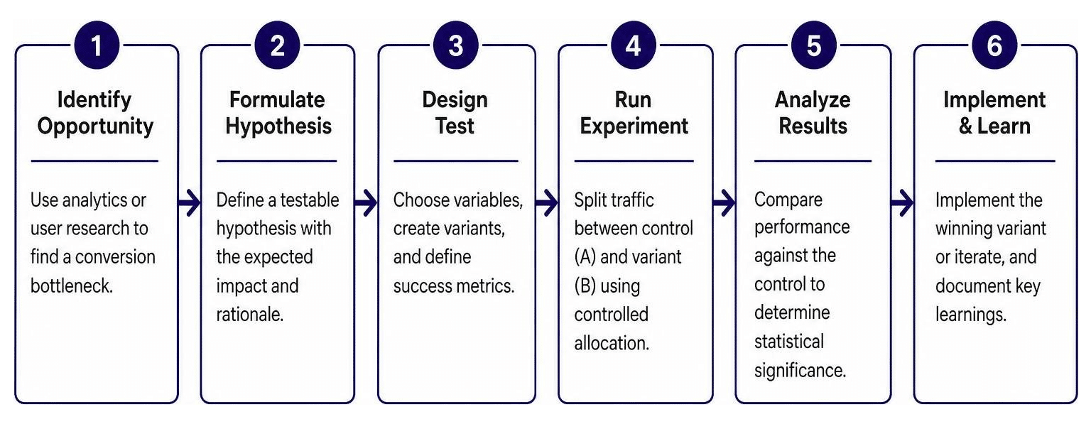 Step-by-step experimentation process diagram